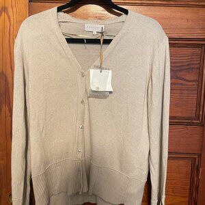 Bianco & Blu Women’s Sz Medium Beige Cardigan Cashmere Silk Wool Blend Italy NEW